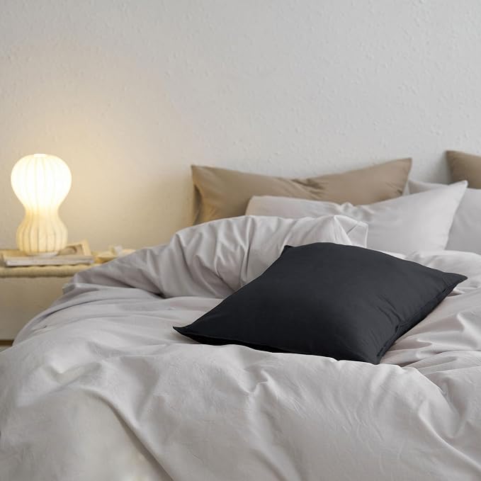 MooMee Throw Pillow Cover Pack of 2 100% Washed Cotton Linen Like Textured - Image 4