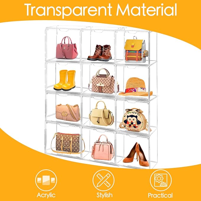 8Pack Purse Organizer for Closet Clear Acrylic Display Case Handbag Storage - Image 3