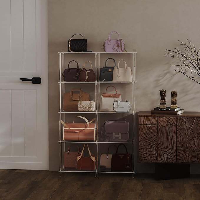 HMYHUM 5-Tier Acrylic Purse Organizer, Large Capacity, Floor Standing Handbag - Image 2