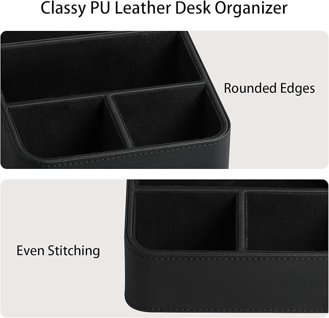Remote Control Holder, PU Leather Small Desk Organizer - Image 4