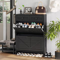 Shoe Cabinet with 2 Flip Drawers & 2 Drawers, Farmhouse Shoe Storage Cabinet by Halitaa