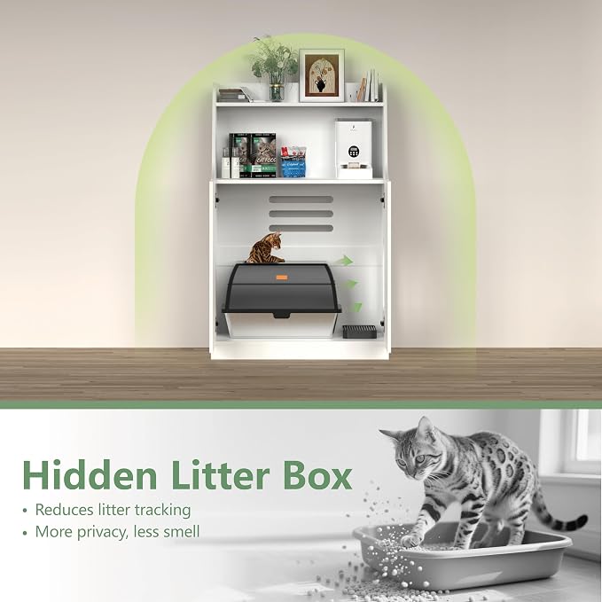 Large/Tall Litter Box Enclosure, Modern Wooden Litter Box Furniture - Image 3