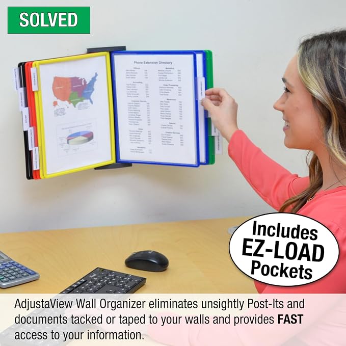 Ultimate Office AdjustaView 10-Pocket Wall Reference Organizer - Image 3