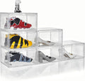 Clear Shoe Box Plastic Stackable Upgraded 6 Pack Shoe Storage Box Organizer by Attelite