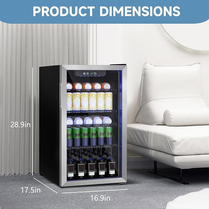 3.1 Cubic Feet Mini Fridge, 110 Can Freestanding Beverage Refrigerator - Image 3