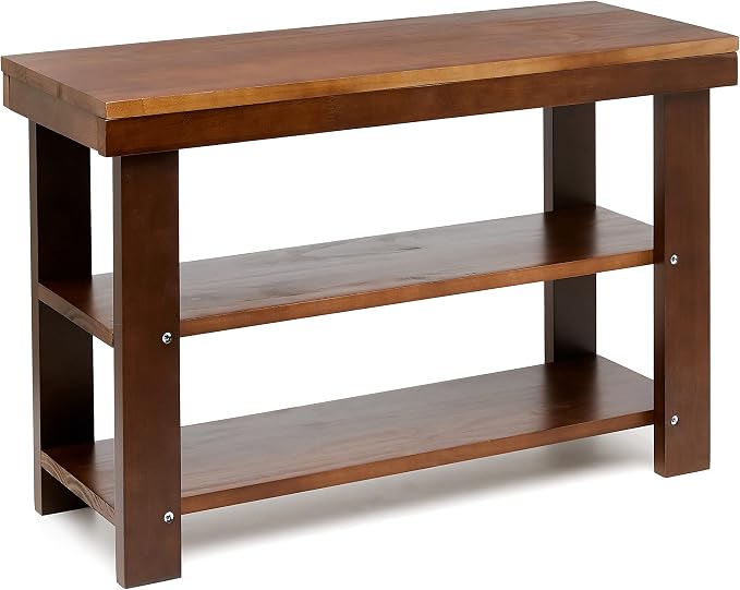 Amazon Basics Solid Pine Wood Entryway Shoe Rack Bench, 10.4" D x 27.56" W x - Image 4