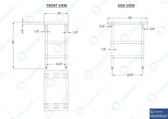 AmGood Stainless Steel Work Table - Image 9