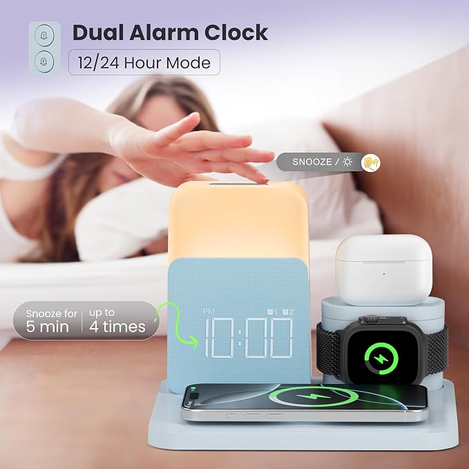 7 in 1 Wireless Charging Station, Alarm Clock - Image 3