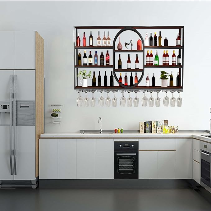 Large Wall Mount Wine Rack, Metal 4 Tier Large Capacity Hanging Bar Rack - Image 9
