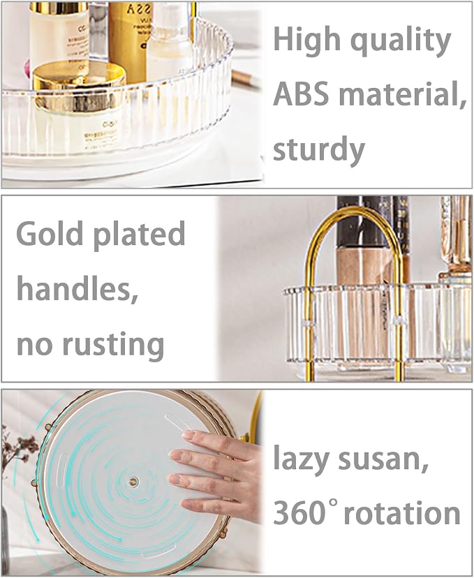 Rotating Makeup Organizer for Vanity, High-Capacity Skincare Clear Make Up - Image 3