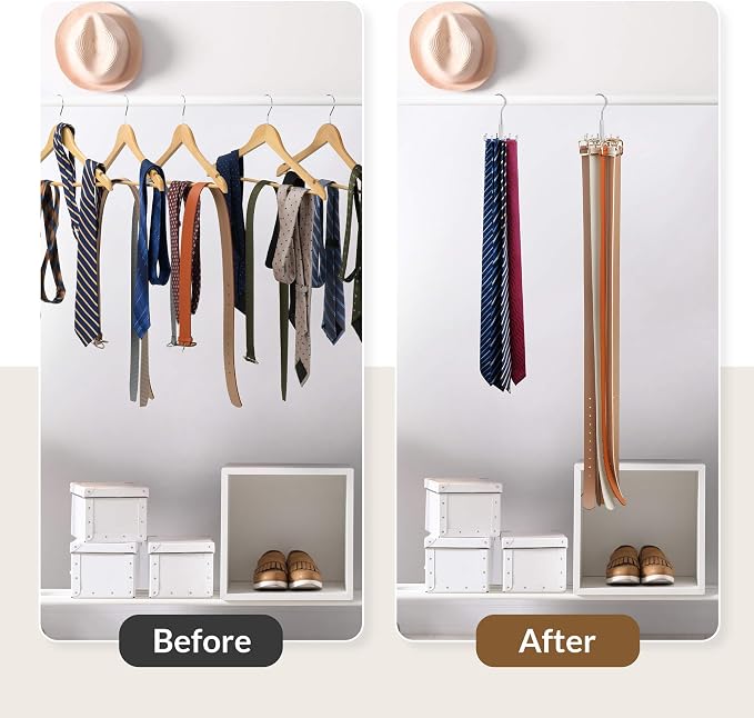 ZEDODIER Tie Hanger for Closet, Rotatable Tie Organizer for Men - Image 2