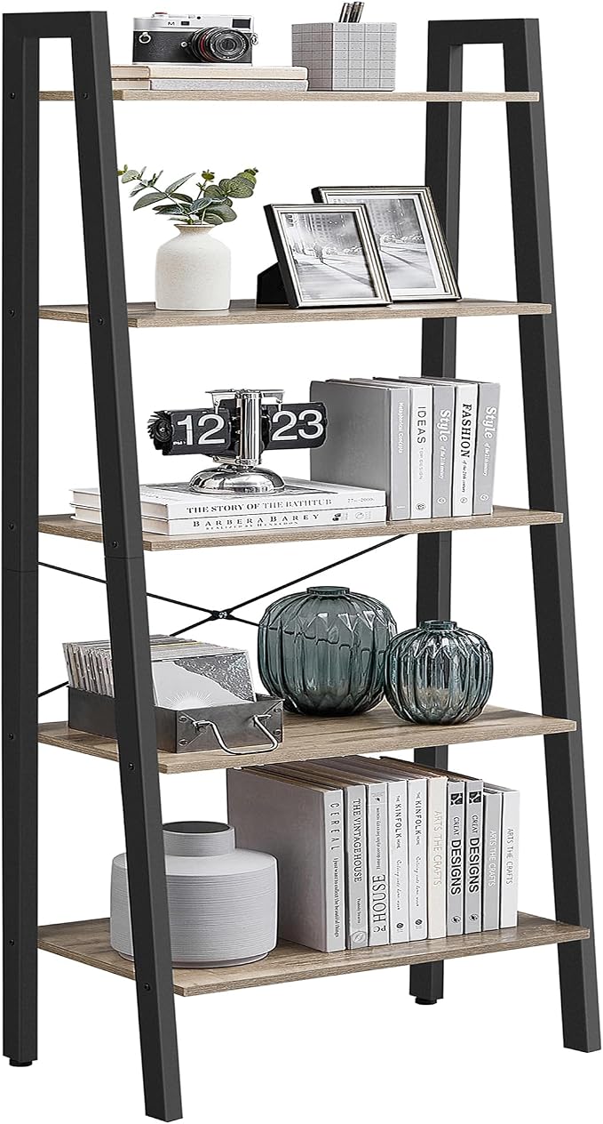VASAGLE Ladder Shelf, 5-Tier Bookshelf, Storage Rack, Bookcase by VASAGLEbySONGMICSHOME