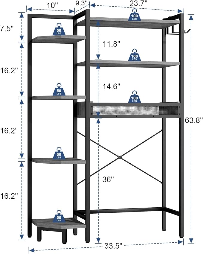 K1 Heavy Duty 7-Tier Over The Toilet Storage（with Basket and Paper Hook） - Image 3