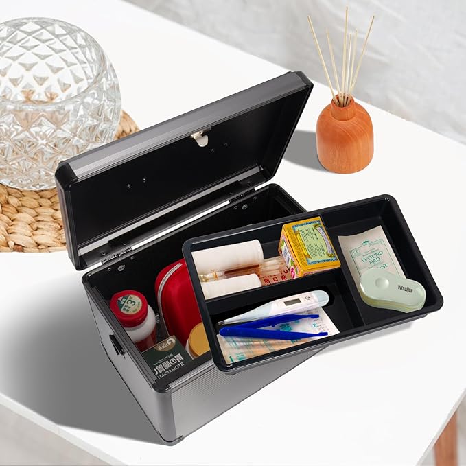 Medicine Lock Box with Key, Alluminum Alloy Box - Image 3