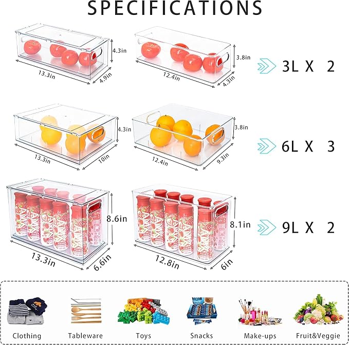 Eanpet 4Pack Stackable Refrigerator Organizer Bins Pull Out Drawer Large - Image 3