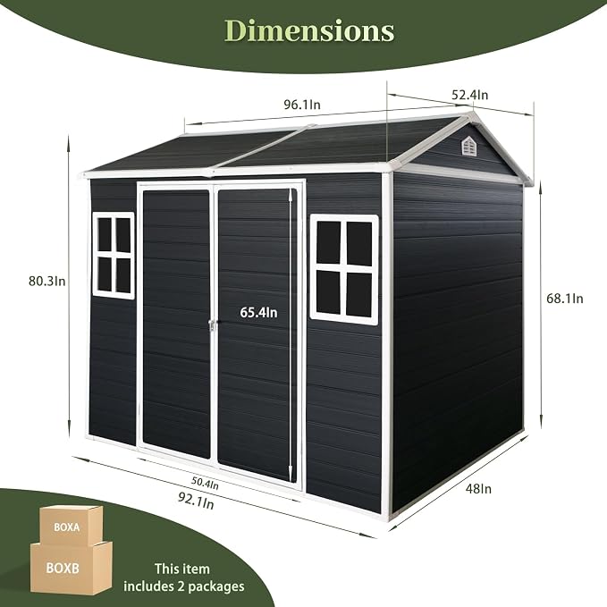 8x4ft Resin Outdoor Storage Shed - Image 2