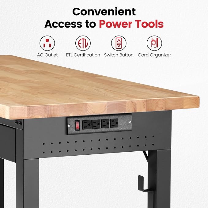Workbench with Shelf Bracket 48 Inch Adjustable Height Work Bench - Image 6