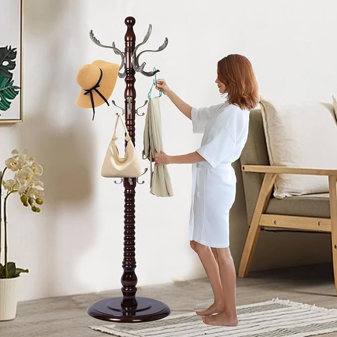 Solid Wooden Coat Rack Stand, Coat Racks Freestanding - Image 6