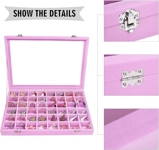 Velvet Jewelry Tray 48 Grid Jewelry Display Tray Organizer Box - Image 4