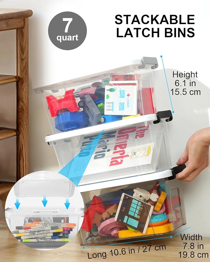6 Pack Plastic Storage Bins - Image 3