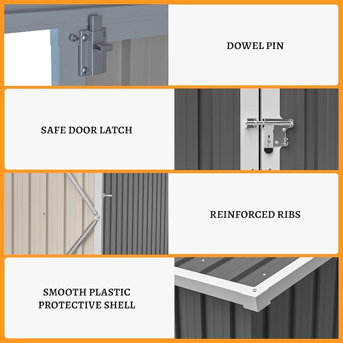 4'x10' Metal Shed Outdoor Storage Shed, Metal Steel Utility Tool Shed Storage - Image 3