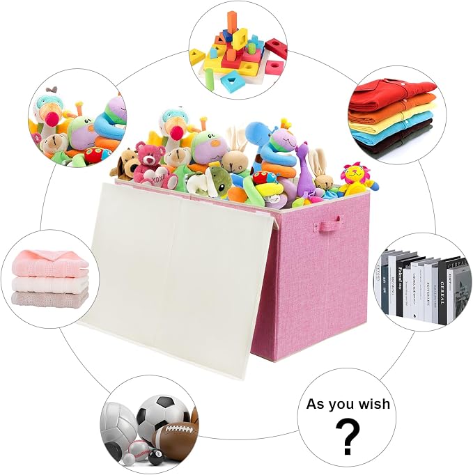 122L Large Toy Box Chest with Lid, Foldable Toy Storage Organizer Bin Boxes - Image 4