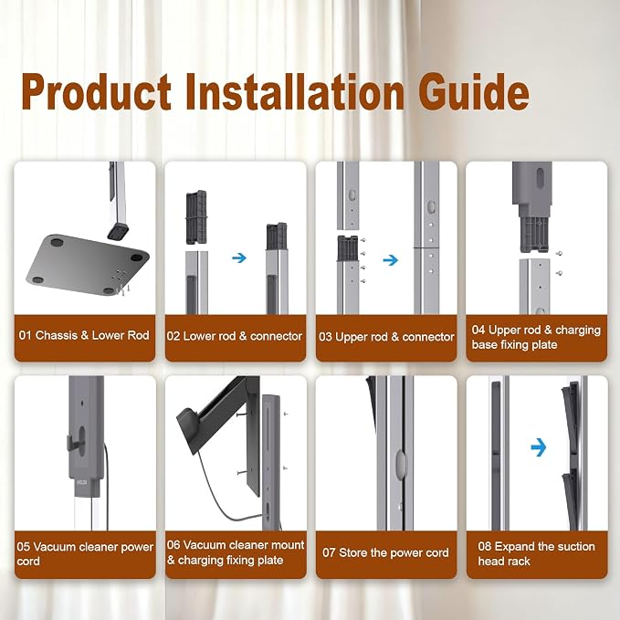 Vacuum Stand for Dyson with Foldable Storage Hooks and Heavy-Duty Carbon Steel - Image 4