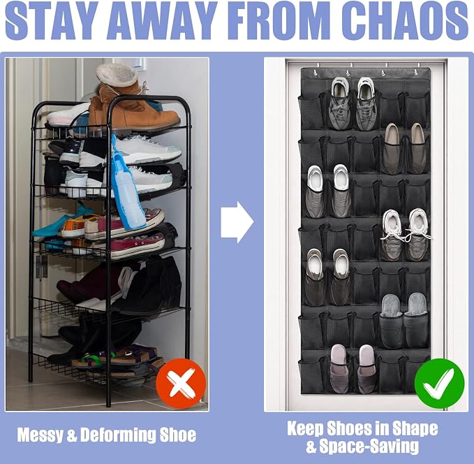 Tiblue Over The Door Shoe Organizers 35 Mesh Pockets Hanging Shoe Organizer - Image 4