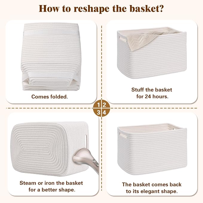 Storage Baskets for Organizing, 4 Pack Storage Baskets for Shelves, Woven - Image 8