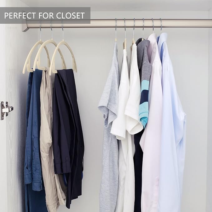 MIZGI Premium Velvet Hangers 50 Pack Heavyduty- Non Slip No Shoulder Bump Suit - Image 7