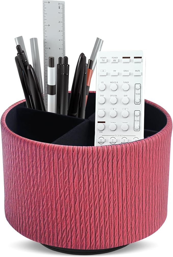 Round Leather Art Supply Organizer, Remote Control Holder, 360 Degree Spinning by Unknown