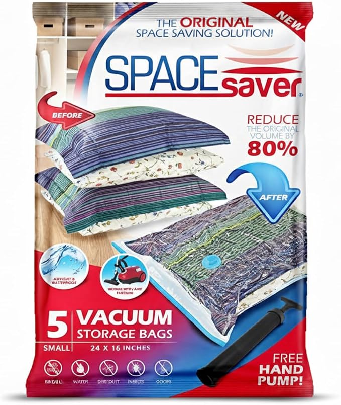 5 Pack Small Vacuum Storage Bags by Spacesaver