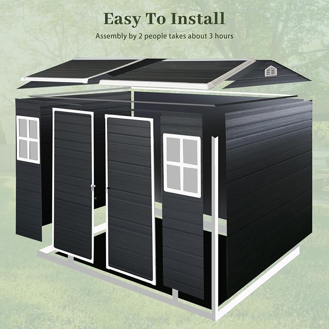 8x4ft Resin Outdoor Storage Shed - Image 5