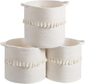 danpinera 3 Pack White Storage Baskets, Small Round Rope Baskets by danpinera