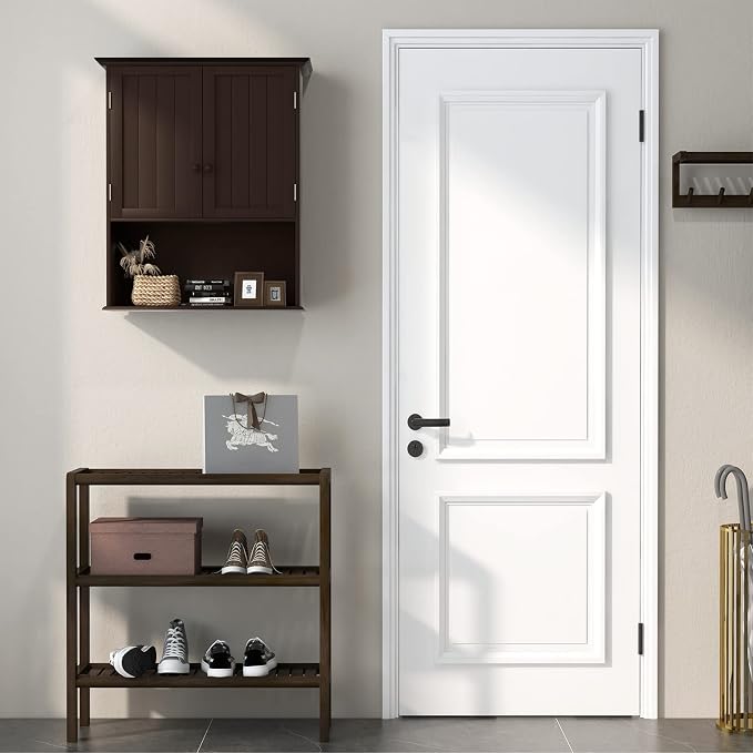 Tangkula Wall Mount Bathroom Cabinet Wooden Medicine Cabinet Storage Organizer - Image 5