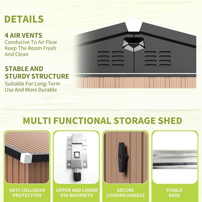 10x12 FT Metal Storage Shed, Outdoor Tool Sheds - Image 5