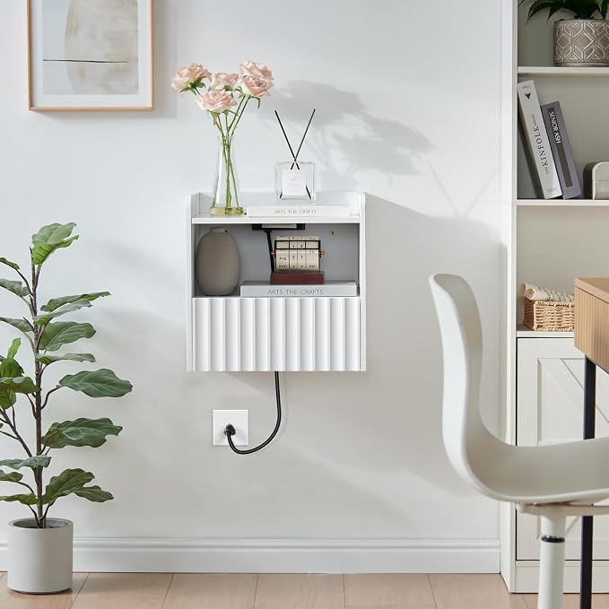 Modern Fluted Floating Nightstand Wall Mounted - Image 7