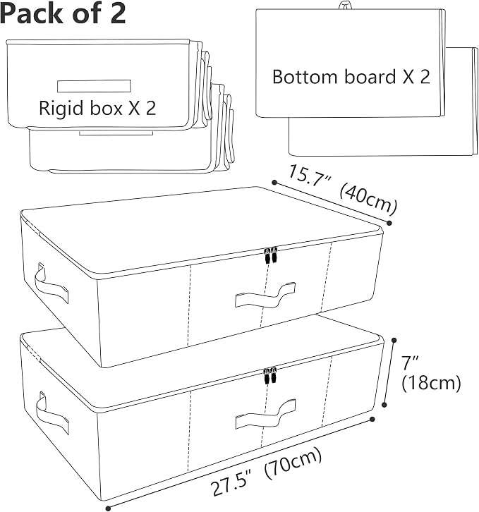 iwill CREATE PRO Pack of 2, Folding Zip Lidded Under Bed Storage Bins, Good - Image 2