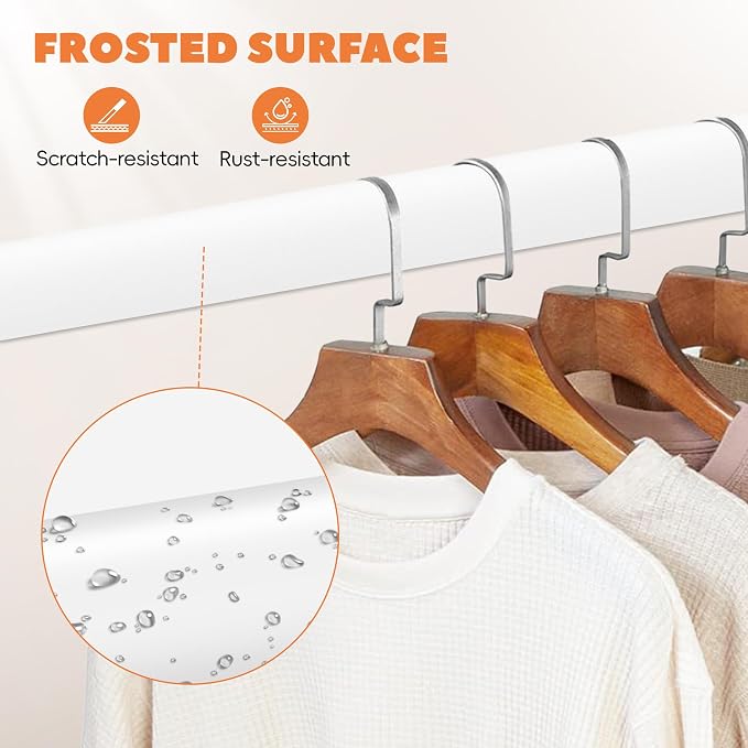 Closet Rod 50-75 Inches, Adjustable Heavy Duty Metal White Closet Rods - Image 6
