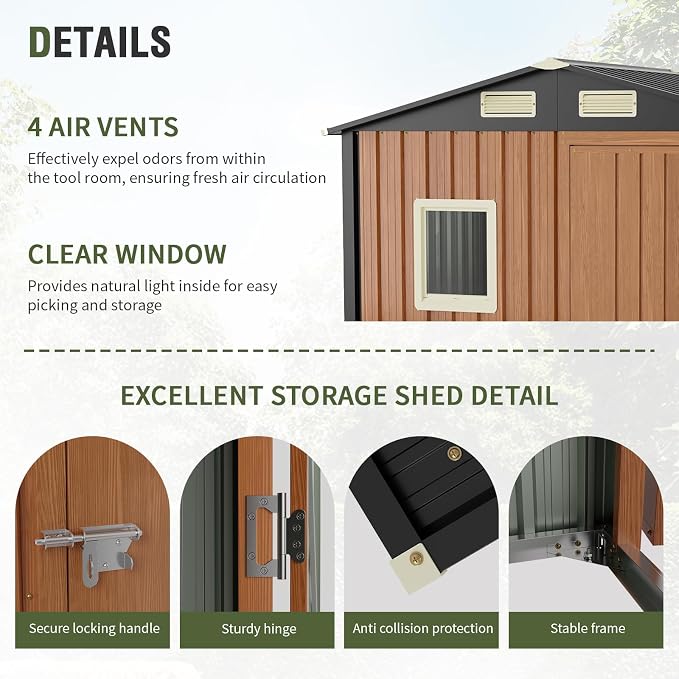 6x4 Ft Outdoor Metal Shed, Storage Garden Shed - Image 4