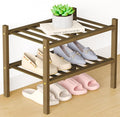 Smiry Bamboo Shoe Rack for Closet, 2 Tier Small Wooden Stackable Shoe Organizer by Smiry