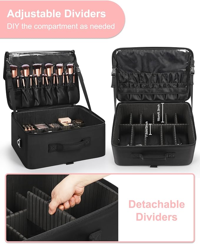 Relavel Extra Large Makeup Case Professional Cosmetic Storage Organizer Box - Image 2