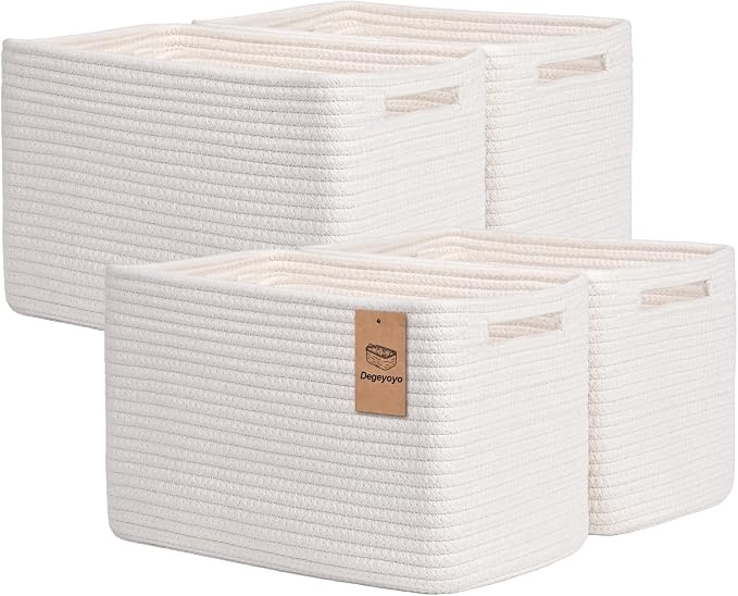 Storage Baskets for Organizing, 4 Pack Storage Baskets for Shelves, Woven by Degeyoyo