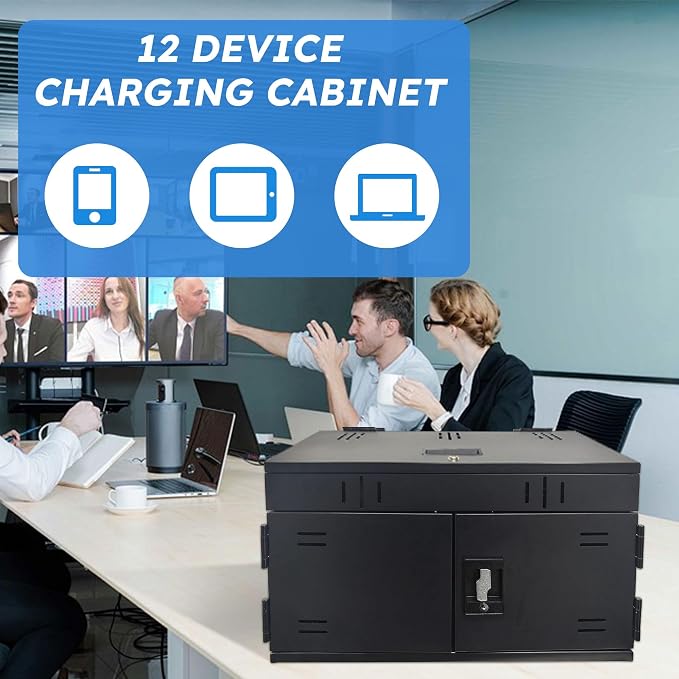 12 Device Charging Station for Laptops & Tablets, Portable Lockable Charging - Image 2