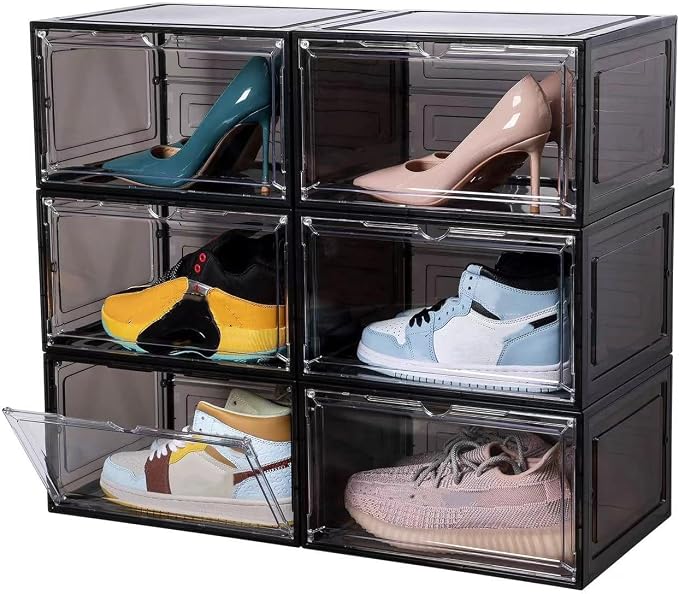 Attelite Large Clear Shoe Box Organizer, Plastic Stackable Shoe Storage Box by Attelite