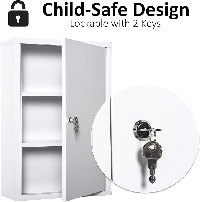 kleankin Steel Wall Mount Medicine Cabinet 3 Tier Emergency Box - Image 4