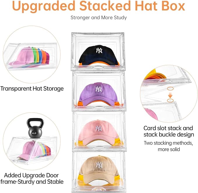 2 Pack Hat Organizer for Baseball Caps, Large Clear Cap Organizer - Image 6
