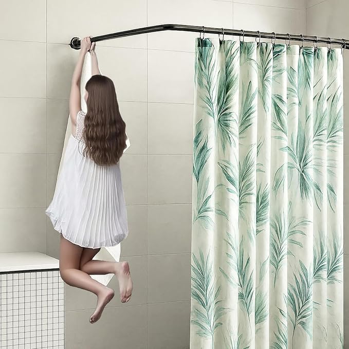 L-Shaped Corner Shower Curtain Rod, 「Black 24"-53" x 24"-53"」 Adjustable - Image 5