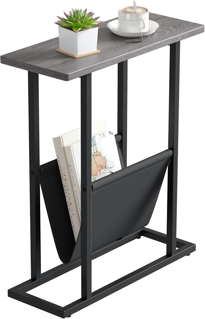 Yusong Small Narrow Side Table for Small Spaces, 17.7" W Slim End Table by Yusong