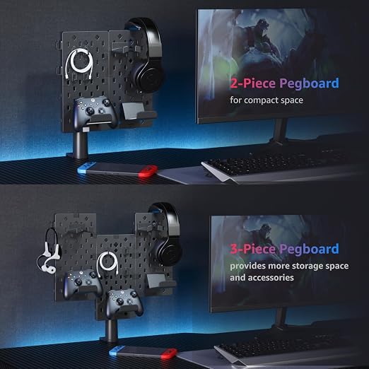 PEGZONE Headphone and Controller Holder, Rotating Gaming Accessories Organizer - Image 5